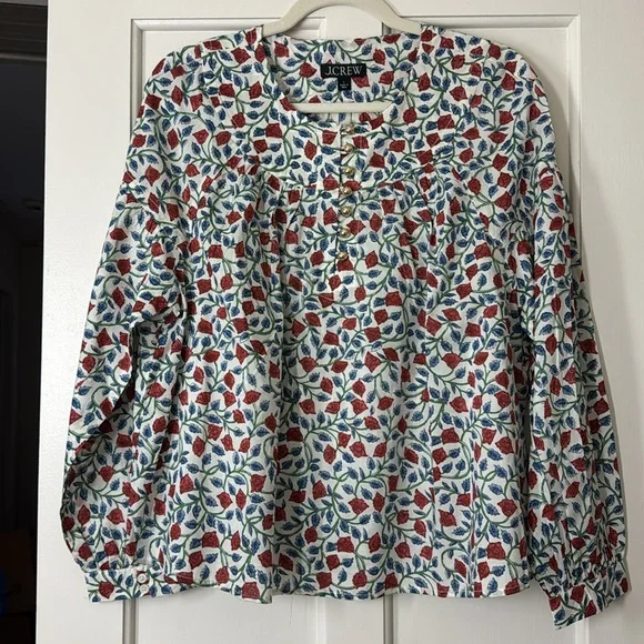 J.Crew Shirred popover top in rosewood floral CI523 - Picture 8 of 10